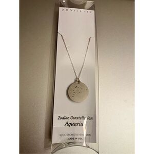 Zootility Unisex, 925 Silver Chain & Aquarius Zodiac Pendant  / NWT